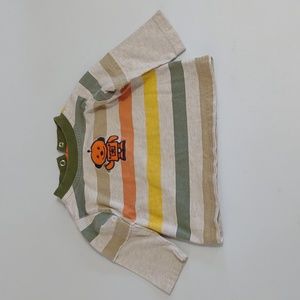 Baby Okie dokie 6-9 months tee shirt robot long sleeve layer look striped orange